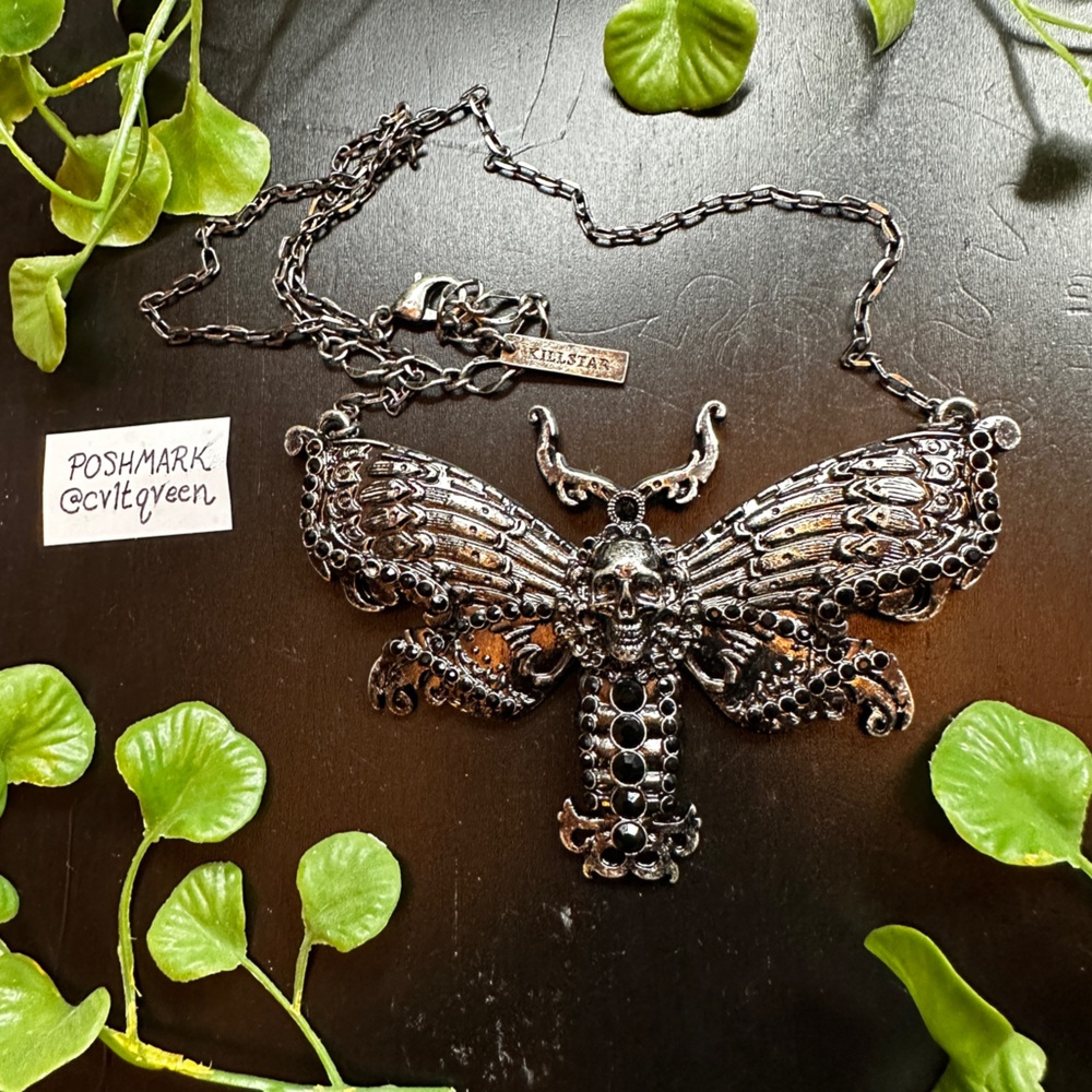 KILLSTAR | DEAD STOCK | Gothic Death Moth Statement Pendant Necklace |